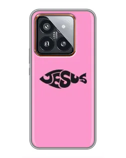 Чехол для Xiaomi 14 Pro с картинкой «Розовый символ  Jesus»