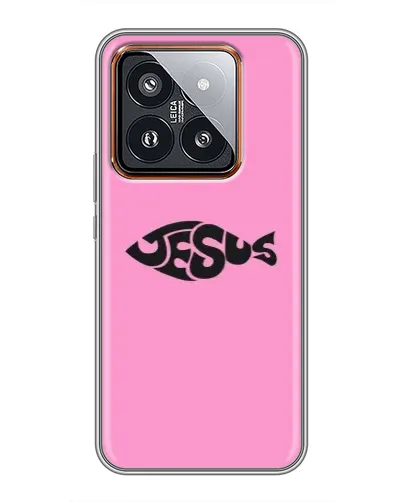 Чехол для Xiaomi 14 Pro с картинкой «Розовый символ  Jesus»