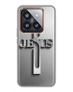 Чехол для Xiaomi 14 Pro с картинкой «Металлический крест Jesus»