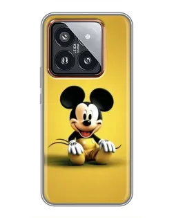 Чехол для Xiaomi 14 Pro с картинкой «Микки на желтом»