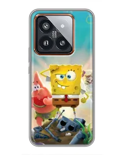 Чехол для Xiaomi 14 Pro с картинкой «Спанч Боб победитель»