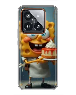 Чехол для Xiaomi 14 Pro с картинкой «Повар Спанч Боб»