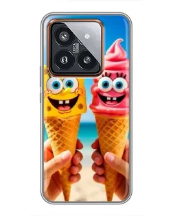 Чехол для Xiaomi 14 Pro с картинкой «Спанч Боб мороженое»