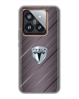 Чехол для Xiaomi 14 Pro с картинкой «Металлическая текстура Tesla»