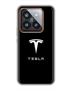 Чехол для Xiaomi 14 Pro с картинкой «Tesla White Logo»