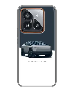 Чехол для Xiaomi 14 Pro с картинкой «Серебристый Cybertruck Tesla»