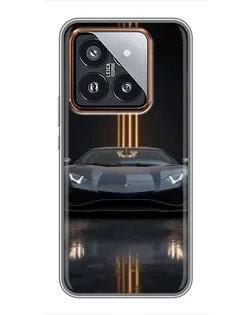 Чохол для Xiaomi 14 Pro з картинкою «Lamborghini золоті лінії»