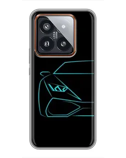 Чохол для Xiaomi 14 Pro з картинкою «Блакитний силует Lamborghini»