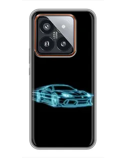 Чохол для Xiaomi 14 Pro з картинкою «Неоновий контур Lamborghini»