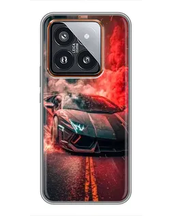 Чохол для Xiaomi 14 Pro з картинкою «Lamborghini червоний дим»