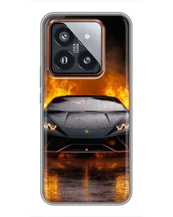 Чохол для Xiaomi 14 Pro з картинкою «Lamborghini у вогні»