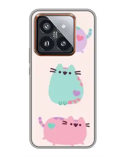 Чехол для Xiaomi 14 Pro с картинкой «Pusheen трио»