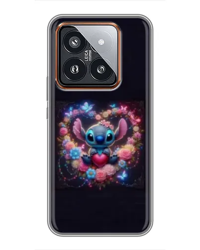 Чехол для Xiaomi 14 Pro с картинкой «Stitch в цветах»