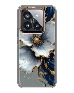Чохол для Xiaomi 14 Pro з картинкою «Біла квітка та золотий флюїд»