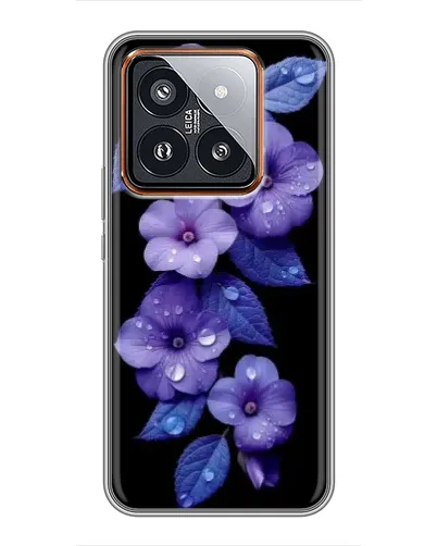 Чохол для Xiaomi 14 Pro з картинкою «Фіолетові квіти з росою»