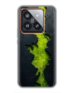 Чохол для Xiaomi 14 Pro з картинкою «Салатовий розлом скелі»