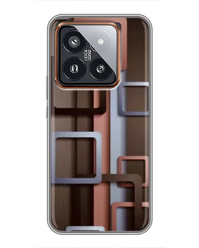 Чохол для Xiaomi 14 Pro з картинкою «Коричневі об'ємні квадрати»