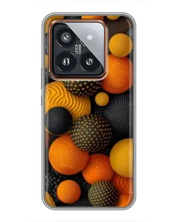 Чохол для Xiaomi 14 Pro з картинкою «Об'ємні помаранчеві сфери»