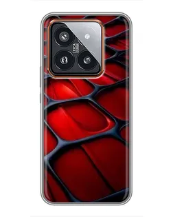 Чохол для Xiaomi 14 Pro з картинкою «Червона глянцева сітка»