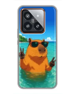 Чехол для Xiaomi 14 Pro с картинкой «Морская капибара»
