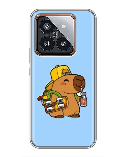 Чехол для Xiaomi 14 Pro с картинкой «Капибара на скейте»