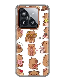 Чехол для Xiaomi 14 Pro с картинкой «Стикерпак с капибарами»