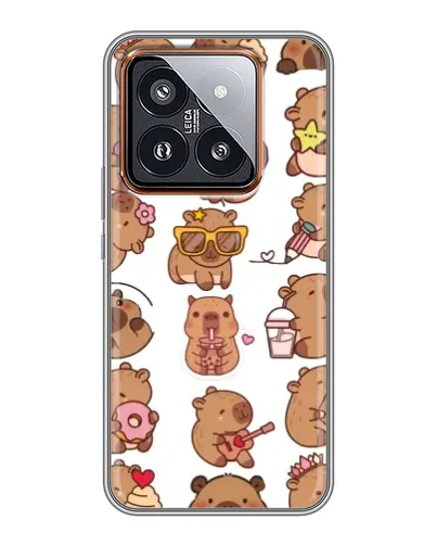 Чехол для Xiaomi 14 Pro с картинкой «Стикерпак с капибарами»