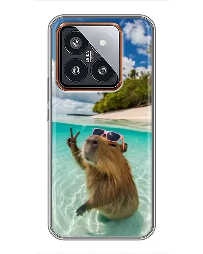Чехол для Xiaomi 14 Pro с картинкой «Капибара на море»