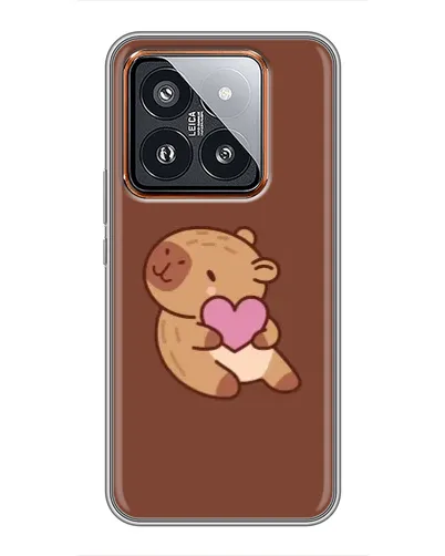Чехол для Xiaomi 14 Pro с картинкой «Капибара с сердцем»