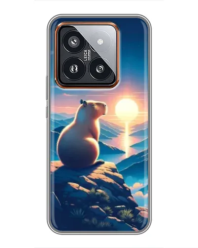 Чехол для Xiaomi 14 Pro с картинкой «Закат солнца с капибарой»