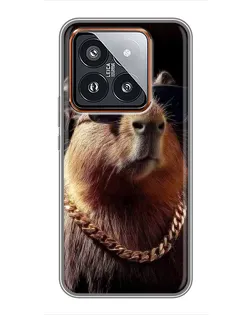 Чехол для Xiaomi 14 Pro с картинкой «Капибара золотая цепь»