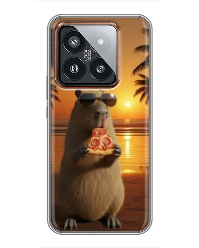Чехол для Xiaomi 14 Pro с картинкой «Капибара с пиццей»