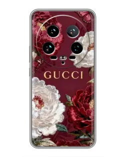 Чехол для Xiaomi 14 Ultra с картинкой «Gucci — бордовые розы»