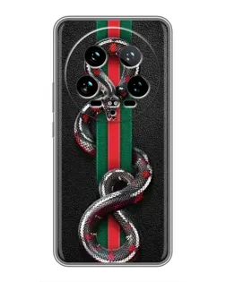 Чехол для Xiaomi 14 Ultra с картинкой «Gucci — змея на полосе»