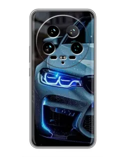 Чохол для Xiaomi 14 Ultra з картинкою «Погляд BMW з синіми фарами»