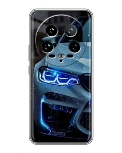 Чохол для Xiaomi 14 Ultra з картинкою «Погляд BMW з синіми фарами»