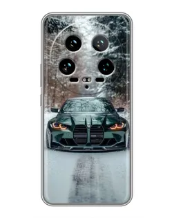 Чохол для Xiaomi 14 Ultra з картинкою «BMW у зимовому лісі»