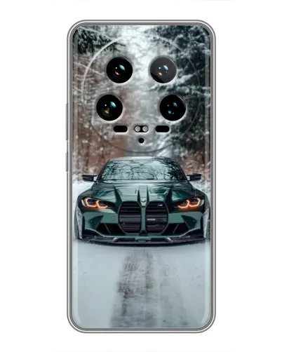 Чохол для Xiaomi 14 Ultra з картинкою «BMW у зимовому лісі»