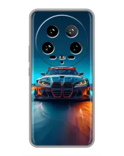 Чехол для Xiaomi 14 Ultra с картинкой «BMW — огни неона»