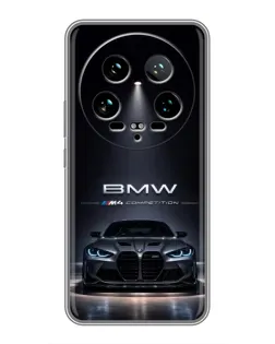Чехол для Xiaomi 14 Ultra с картинкой «BMW сквозь ночной город»