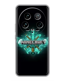 Чехол для Xiaomi 14 Ultra с картинкой «Minecraft Diamond лого»