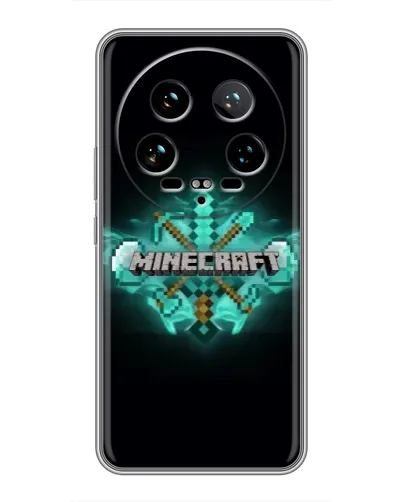 Чехол для Xiaomi 14 Ultra с картинкой «Minecraft Diamond лого»