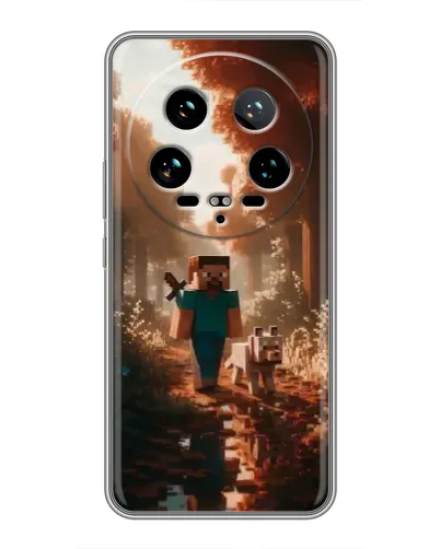 Чехол для Xiaomi 14 Ultra с картинкой «Стив в лесу»