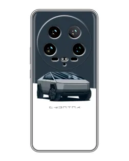 Чохол для Xiaomi 14 Ultra з картинкою «Сріблястий Cybertruck Tesla»