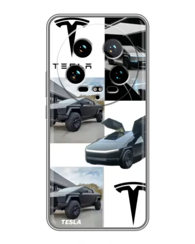 Чохол для Xiaomi 14 Ultra з картинкою «Колаж Cybertruck Tesla»