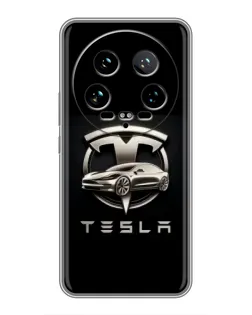 Чохол для Xiaomi 14 Ultra з картинкою «Tesla — срібне авто»