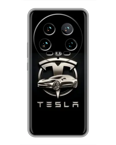 Чохол для Xiaomi 14 Ultra з картинкою «Tesla — срібне авто»