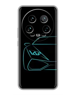 Чохол для Xiaomi 14 Ultra з картинкою «Блакитний силует Lamborghini»