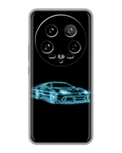 Чохол для Xiaomi 14 Ultra з картинкою «Неоновий контур Lamborghini»