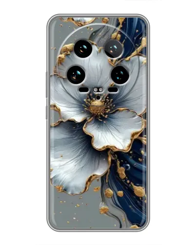 Чохол для Xiaomi 14 Ultra з картинкою «Біла квітка та золотий флюїд» Чохол для Xiaomi 14 Ultra з картинкою «Біла квітка та золотий флюїд»